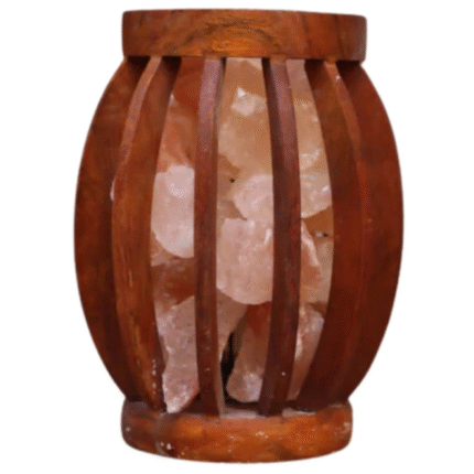 Lantern Wooden Basket Salt Chunks Lamp
