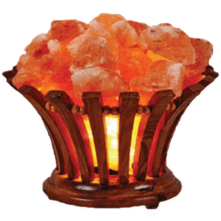 Flower Wooden Basket Salt Chunks Lamp